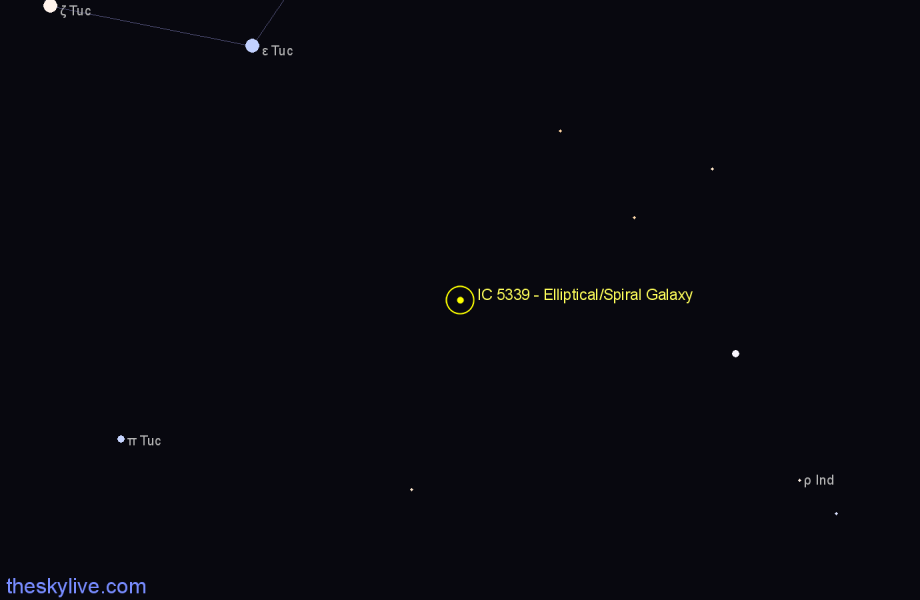 Finder chart IC 5339 - Elliptical/Spiral Galaxy in Tucana star