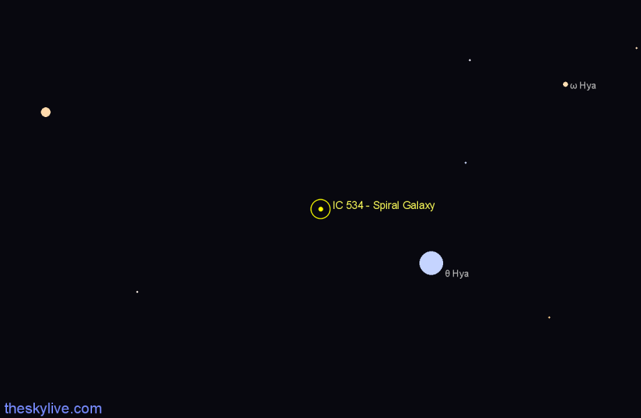 Finder chart IC 534 - Spiral Galaxy in Hydra star