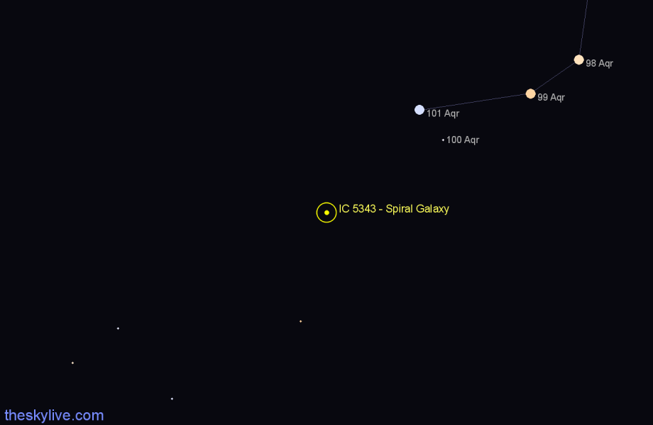 Finder chart IC 5343 - Spiral Galaxy in Aquarius star