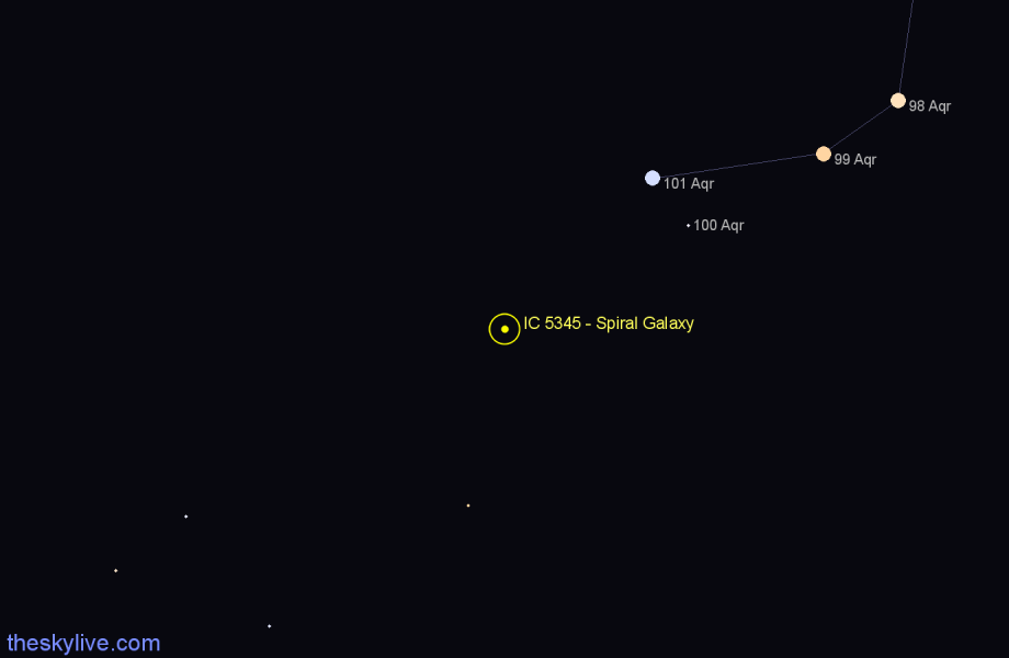 Finder chart IC 5345 - Spiral Galaxy in Aquarius star