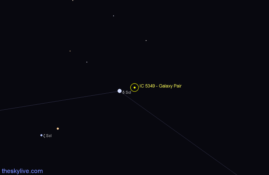 Finder chart IC 5349 - Galaxy Pair in Sculptor star
