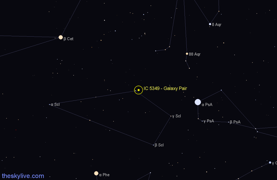 Finder chart IC 5349 - Galaxy Pair in Sculptor star