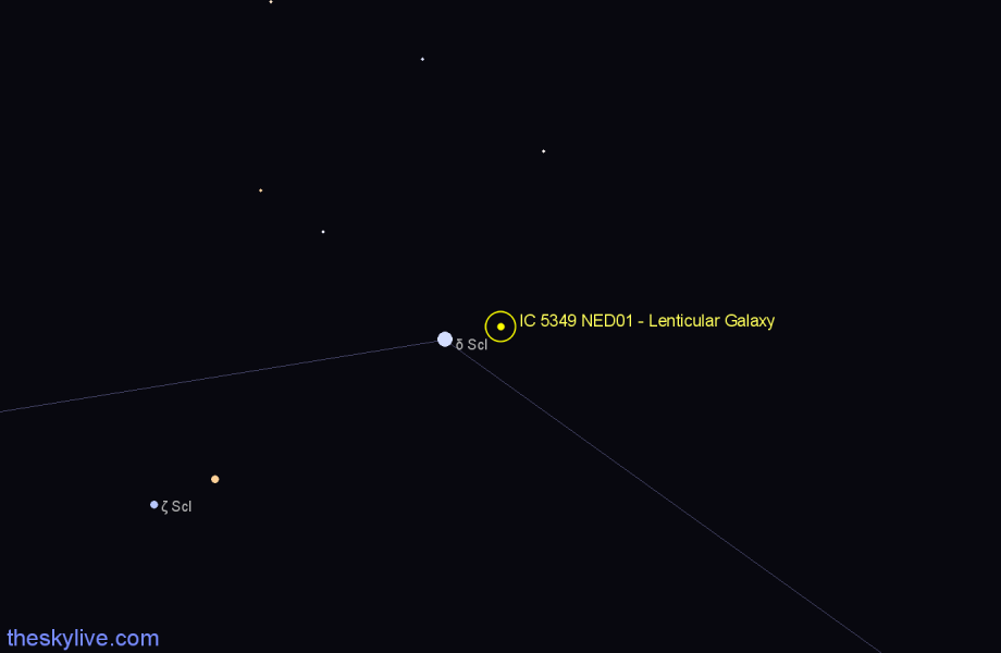 Finder chart IC 5349 NED01 - Lenticular Galaxy in Sculptor star