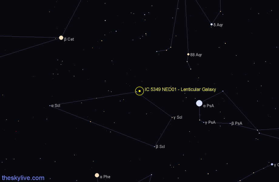 Finder chart IC 5349 NED01 - Lenticular Galaxy in Sculptor star