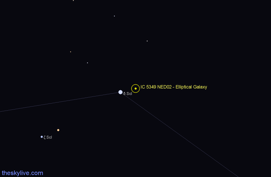 Finder chart IC 5349 NED02 - Elliptical Galaxy in Sculptor star