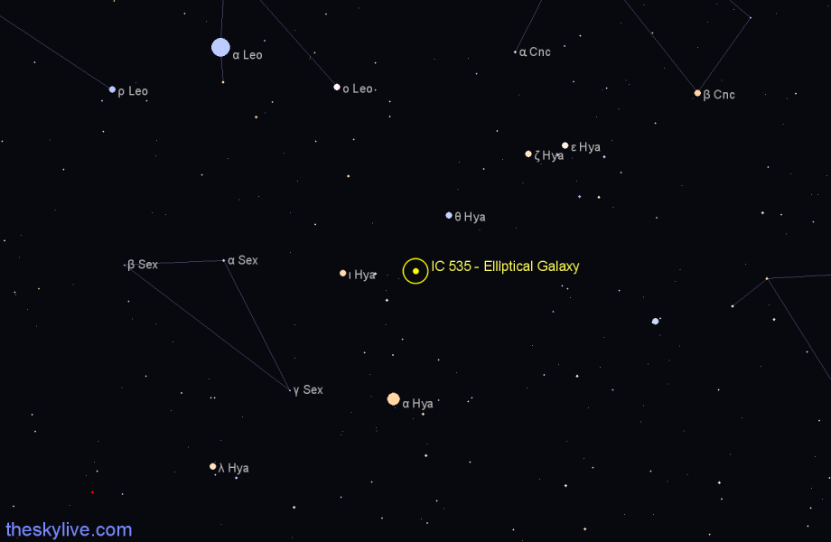 Finder chart IC 535 - Elliptical Galaxy in Hydra star