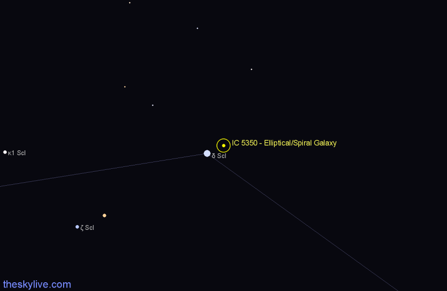 Finder chart IC 5350 - Elliptical/Spiral Galaxy in Sculptor star