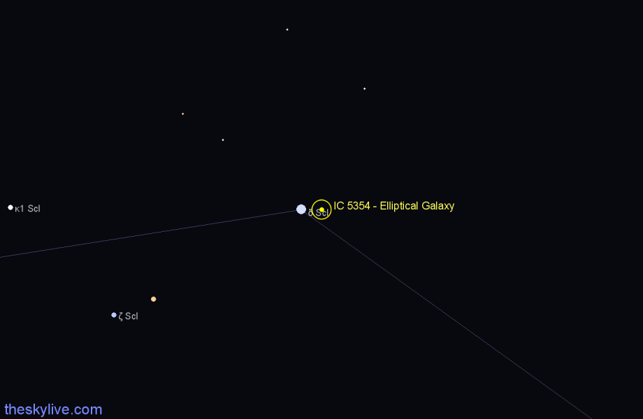 Finder chart IC 5354 - Elliptical Galaxy in Sculptor star