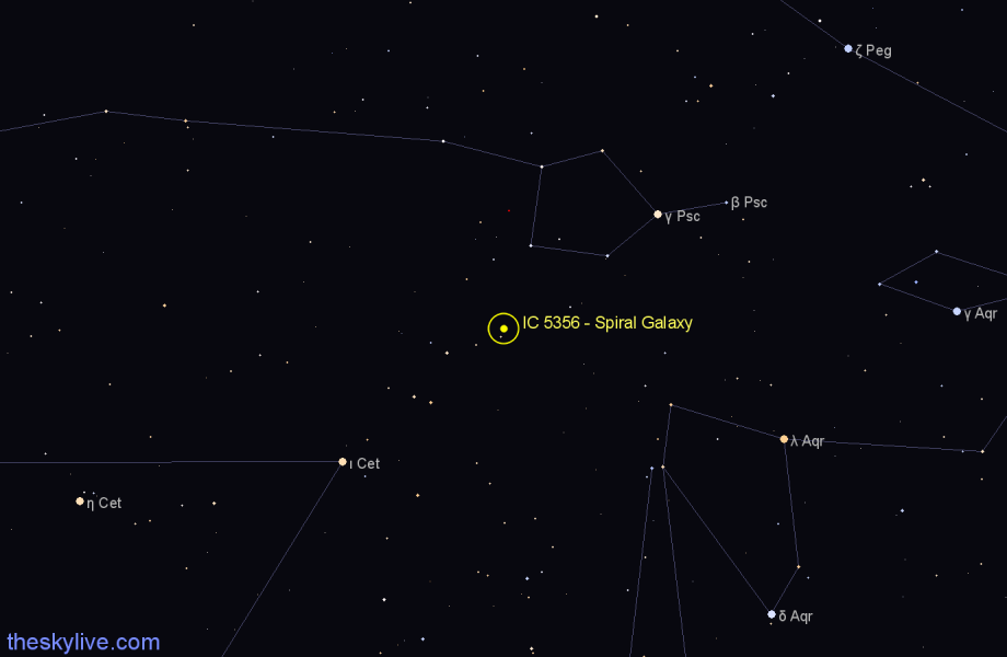 Finder chart IC 5356 - Spiral Galaxy in Pisces star