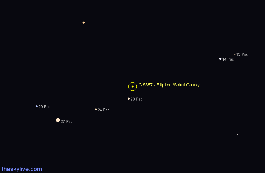 Finder chart IC 5357 - Elliptical/Spiral Galaxy in Pisces star