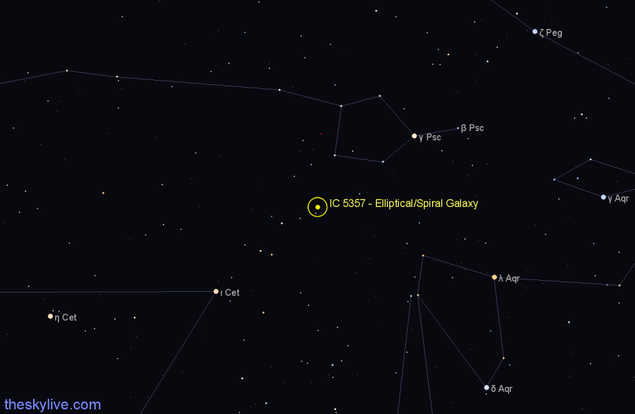 Finder chart IC 5357 - Elliptical/Spiral Galaxy in Pisces star