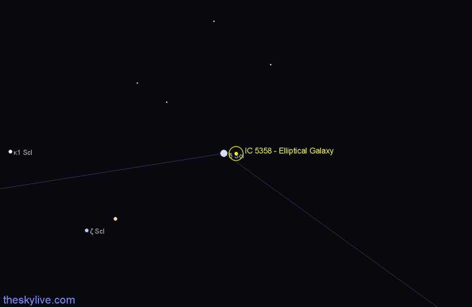 Finder chart IC 5358 - Elliptical Galaxy in Sculptor star
