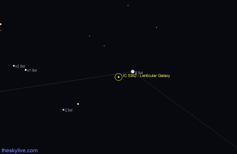 Finder chart IC 5362 - Lenticular Galaxy in Sculptor star