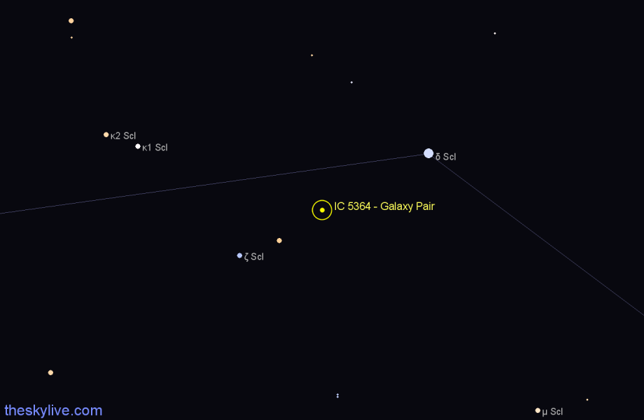 Finder chart IC 5364 - Galaxy Pair in Sculptor star