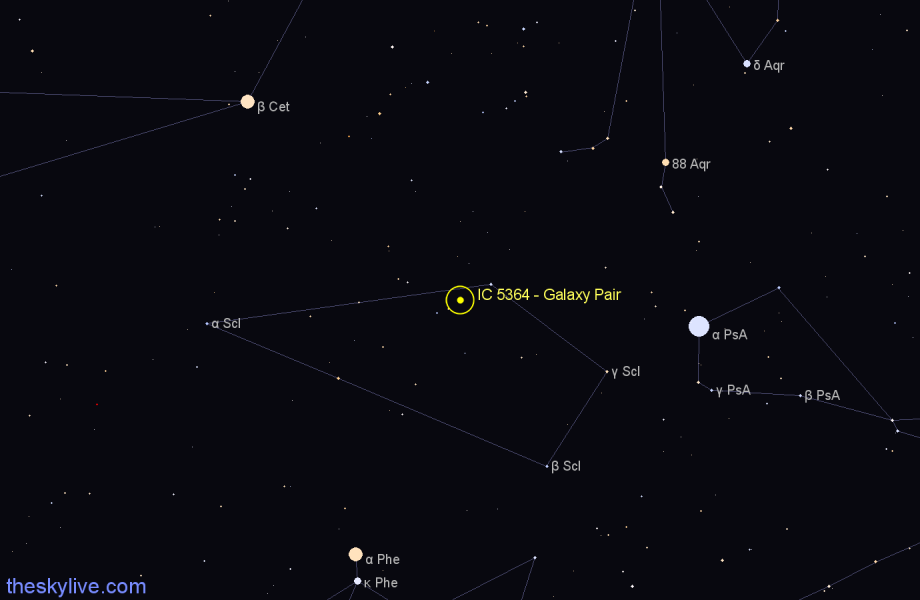 Finder chart IC 5364 - Galaxy Pair in Sculptor star