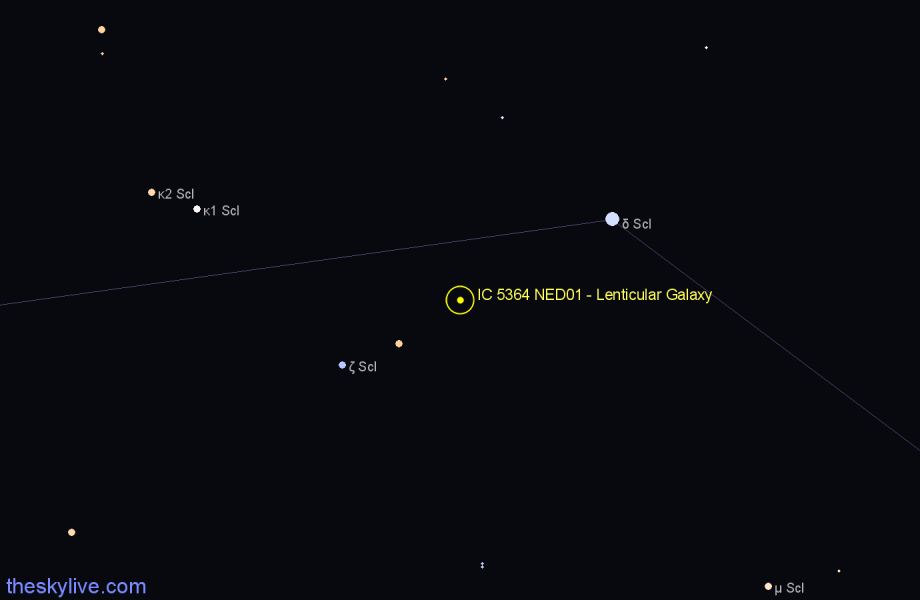 Finder chart IC 5364 NED01 - Lenticular Galaxy in Sculptor star