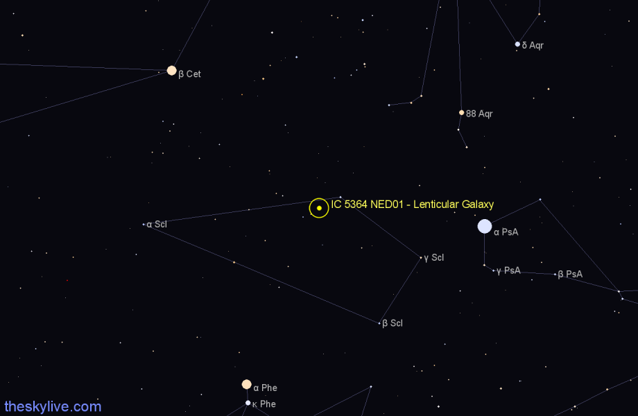 Finder chart IC 5364 NED01 - Lenticular Galaxy in Sculptor star