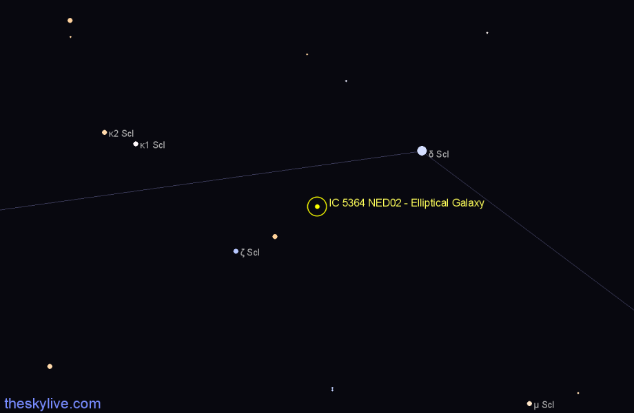 Finder chart IC 5364 NED02 - Elliptical Galaxy in Sculptor star