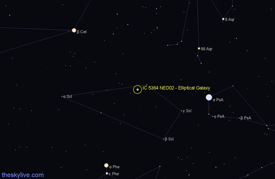 Finder chart IC 5364 NED02 - Elliptical Galaxy in Sculptor star