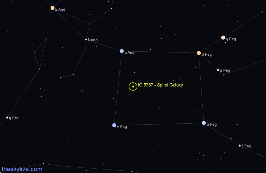 Finder chart IC 5367 - Spiral Galaxy in Pegasus star