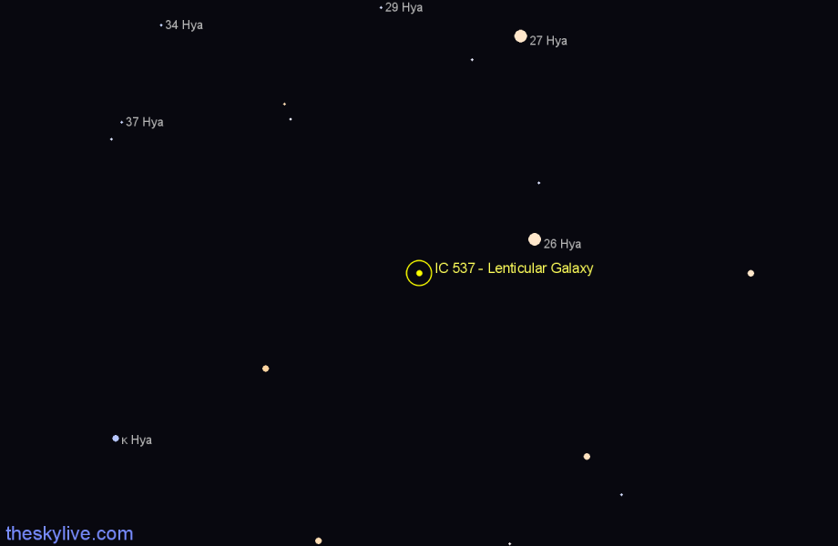 Finder chart IC 537 - Lenticular Galaxy in Hydra star