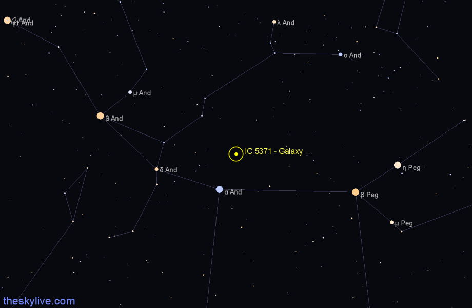 Finder chart IC 5371 - Galaxy in Andromeda star