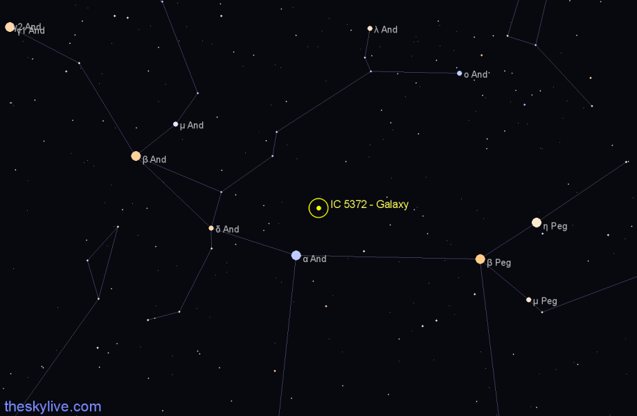 Finder chart IC 5372 - Galaxy in Andromeda star