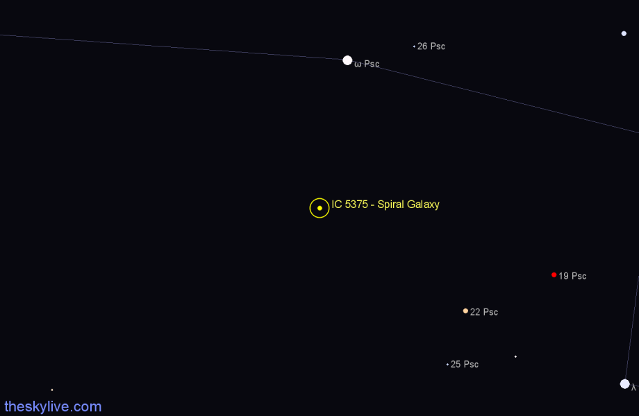 Finder chart IC 5375 - Spiral Galaxy in Pisces star
