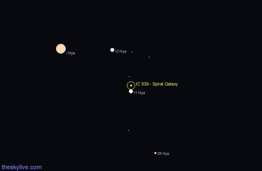 Finder chart IC 539 - Spiral Galaxy in Hydra star