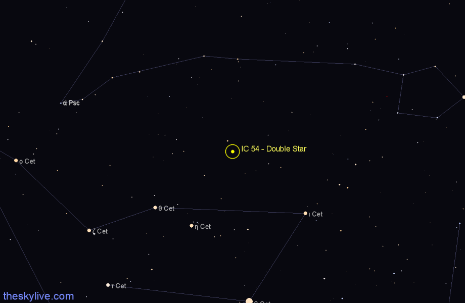 Finder chart IC 54 - Double Star in Cetus star