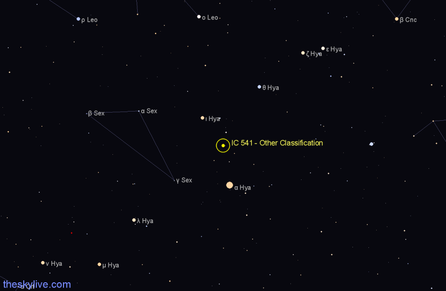 Finder chart IC 541 - Other Classification in Hydra star