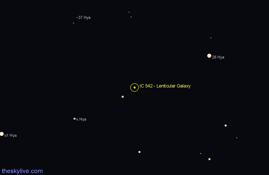 Finder chart IC 542 - Lenticular Galaxy in Hydra star