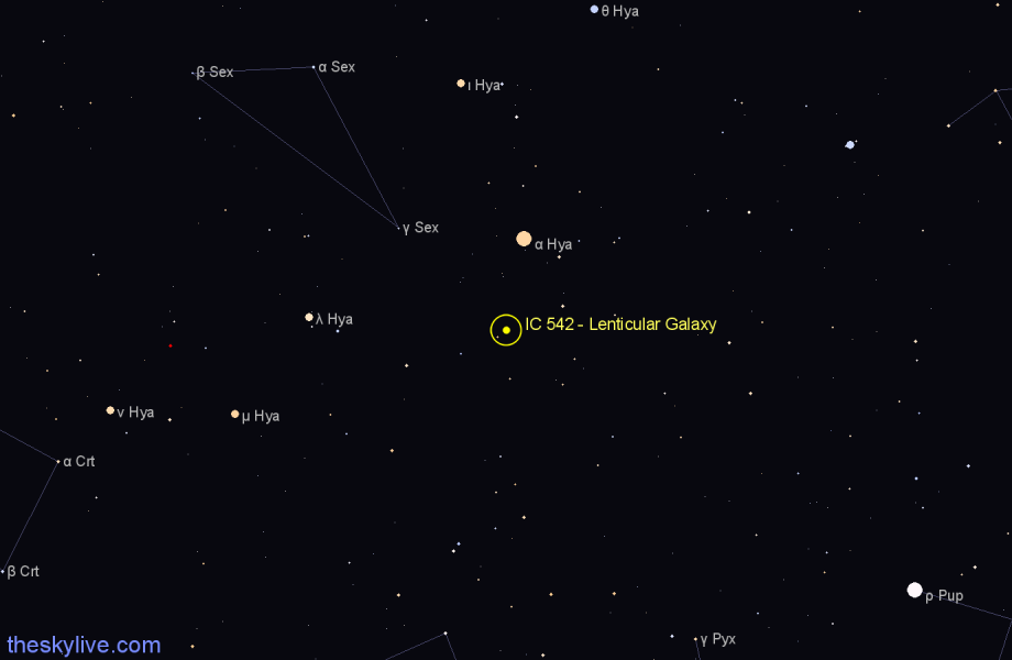 Finder chart IC 542 - Lenticular Galaxy in Hydra star