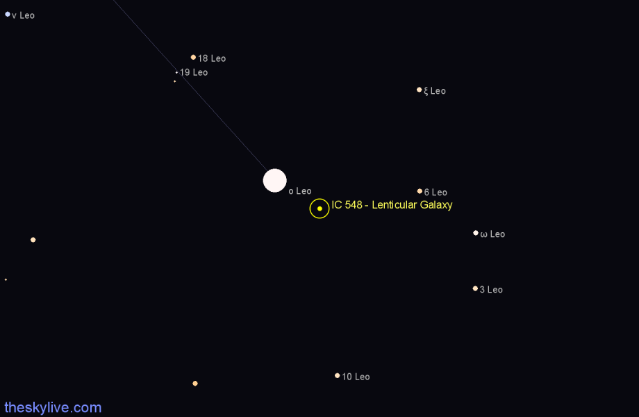 Finder chart IC 548 - Lenticular Galaxy in Leo star