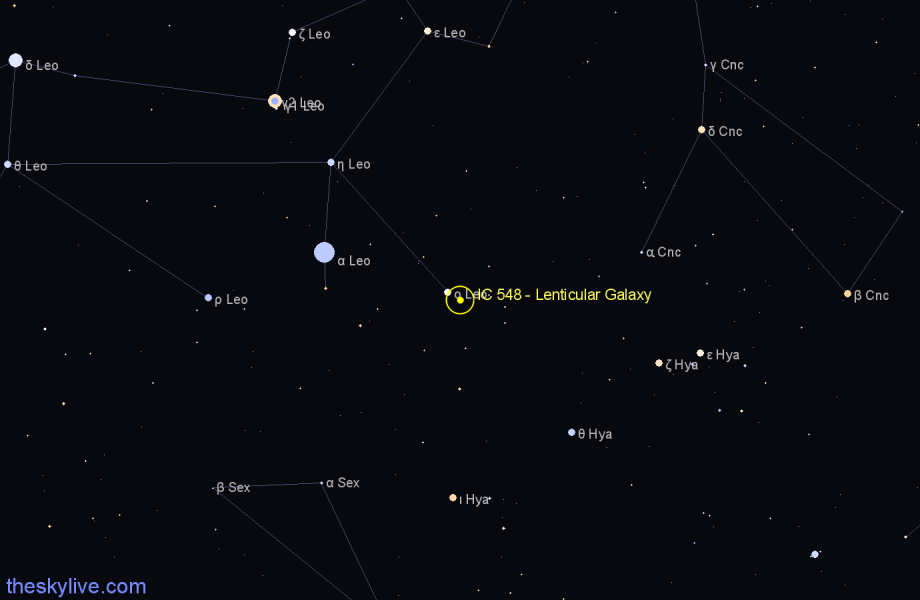 Finder chart IC 548 - Lenticular Galaxy in Leo star