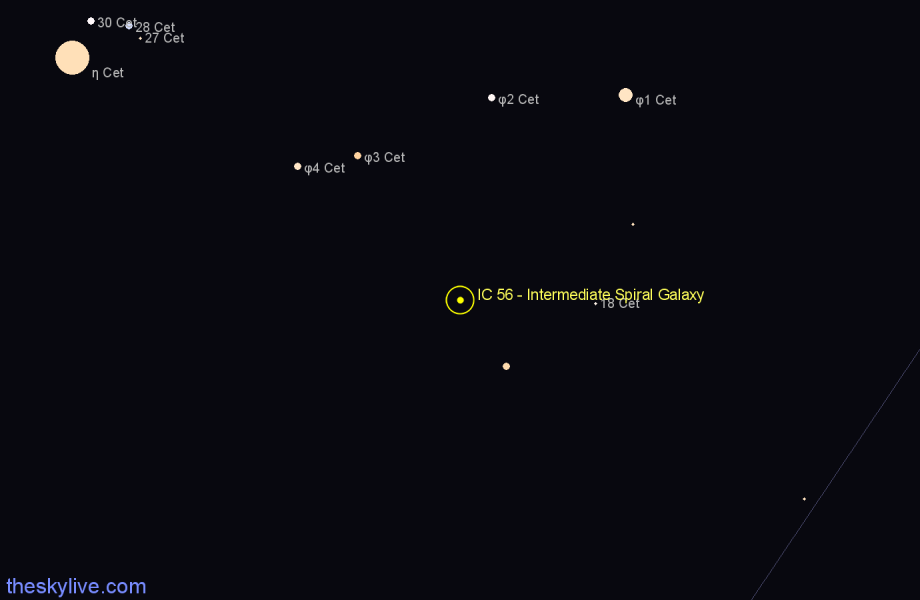 Finder chart IC 56 - Intermediate Spiral Galaxy in Cetus star