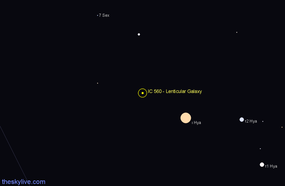 Finder chart IC 560 - Lenticular Galaxy in Sextans star