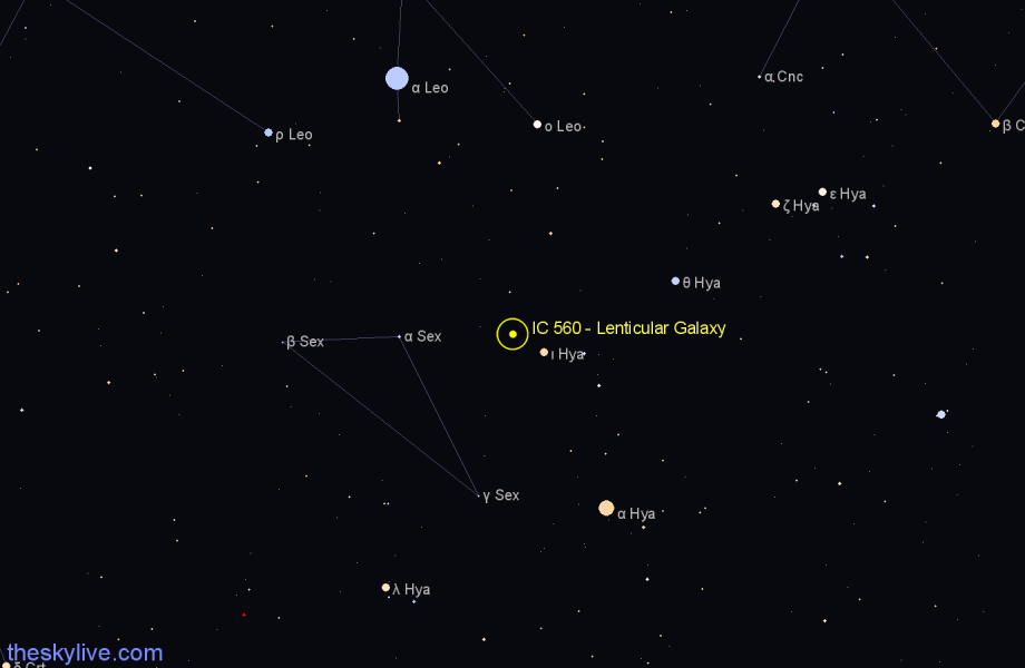 Finder chart IC 560 - Lenticular Galaxy in Sextans star