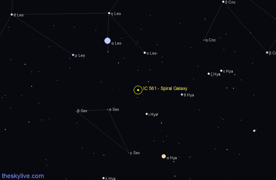 Finder chart IC 561 - Spiral Galaxy in Sextans star