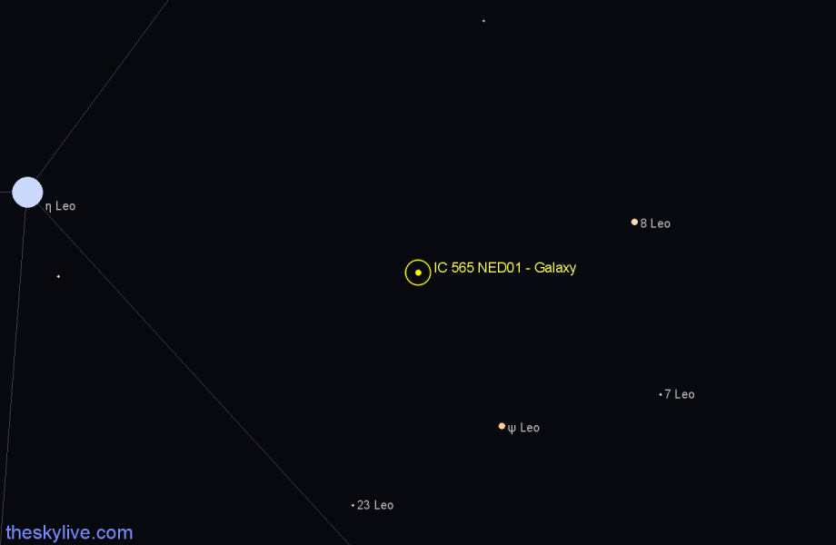 Finder chart IC 565 NED01 - Galaxy in Leo star