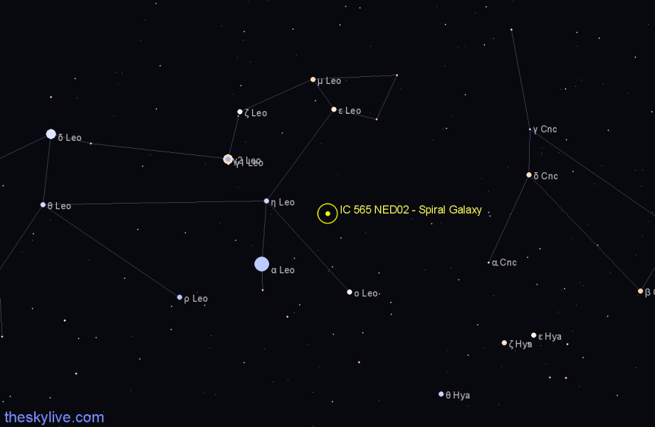 Finder chart IC 565 NED02 - Spiral Galaxy in Leo star