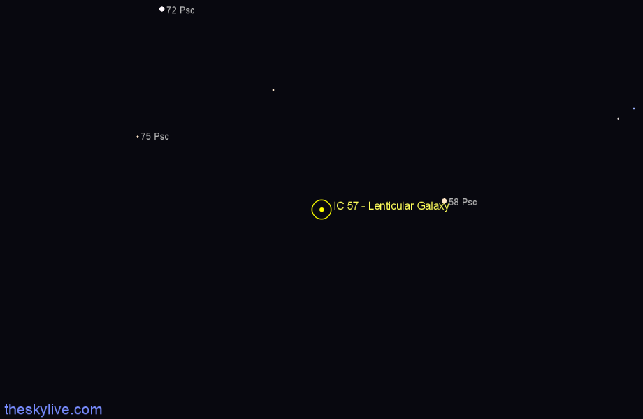 Finder chart IC 57 - Lenticular Galaxy in Pisces star