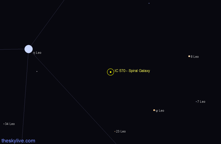 Finder chart IC 570 - Spiral Galaxy in Leo star