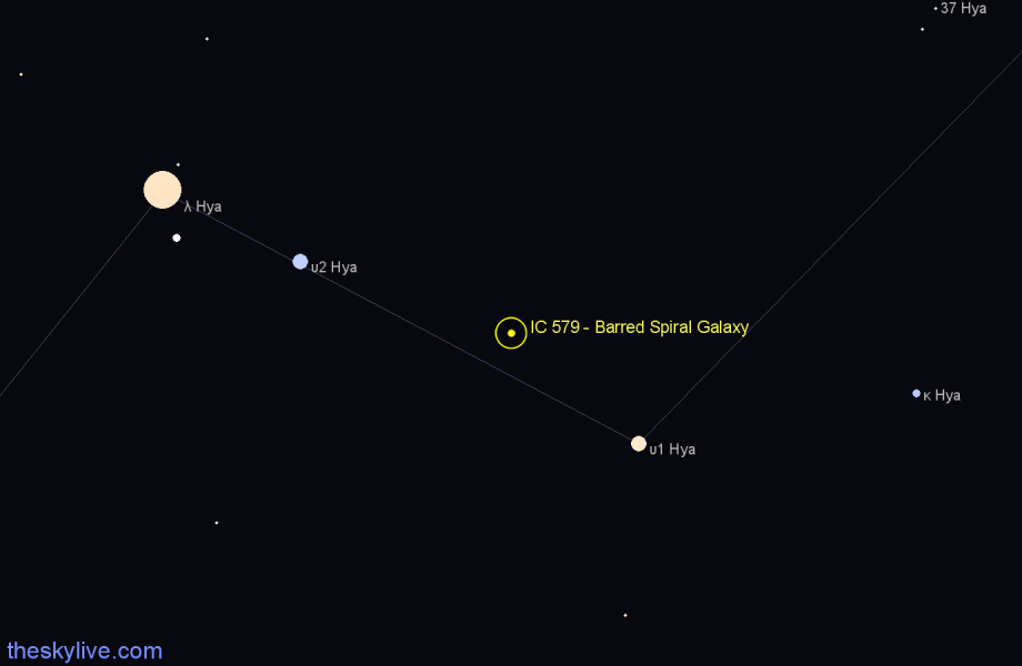 Finder chart IC 579 - Barred Spiral Galaxy in Hydra star
