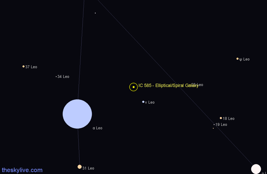 Finder chart IC 585 - Elliptical/Spiral Galaxy in Leo star