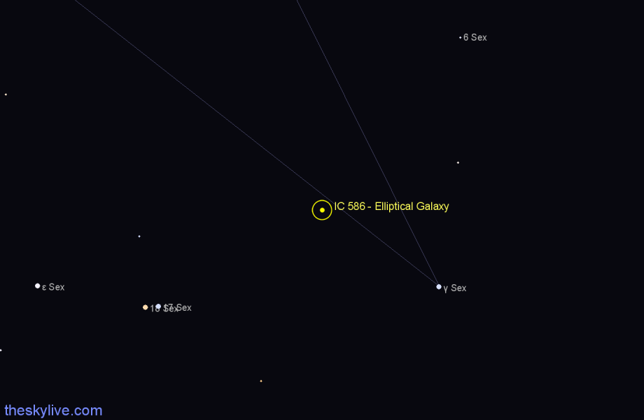 Finder chart IC 586 - Elliptical Galaxy in Sextans star