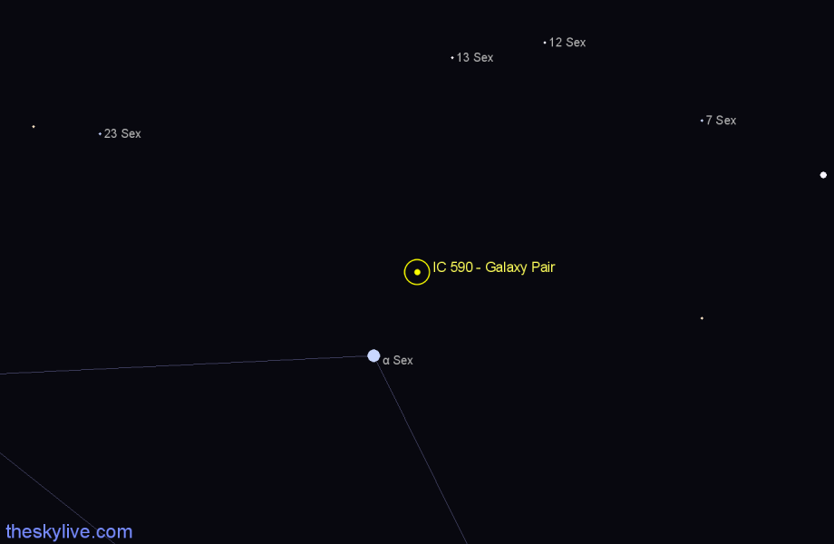 Finder chart IC 590 - Galaxy Pair in Sextans star