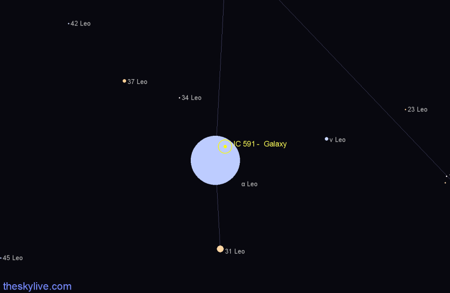 Finder chart IC 591 - Galaxy in Leo star