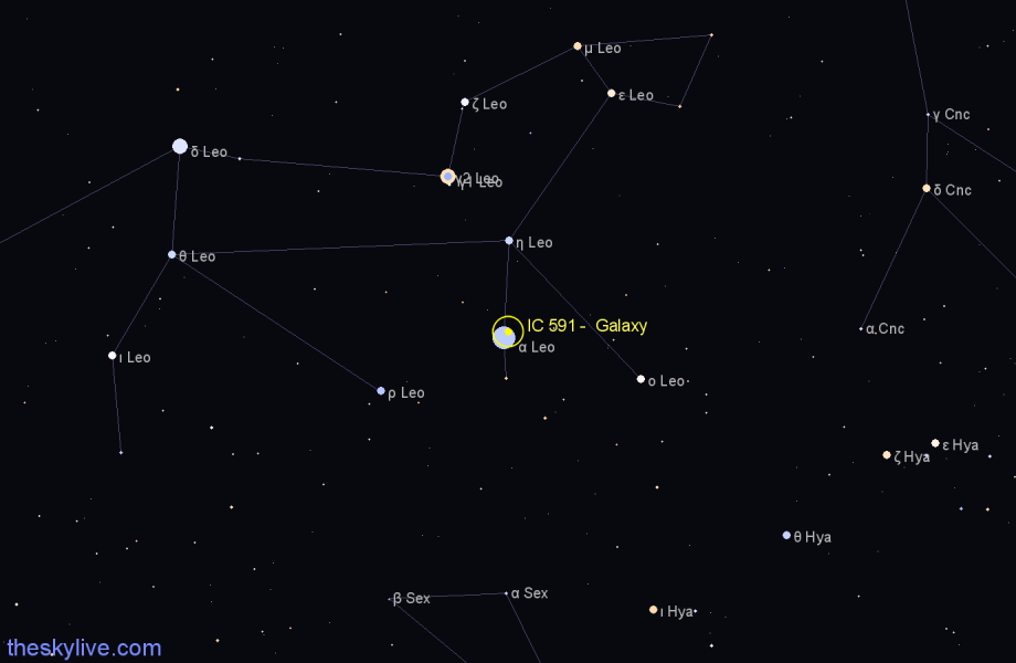 Finder chart IC 591 -  Galaxy in Leo star