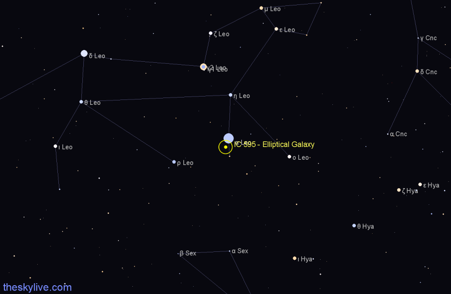 Finder chart IC 595 - Elliptical Galaxy in Leo star